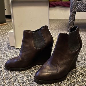 Brunello Cucinelli Brown Leather Heeled Boots